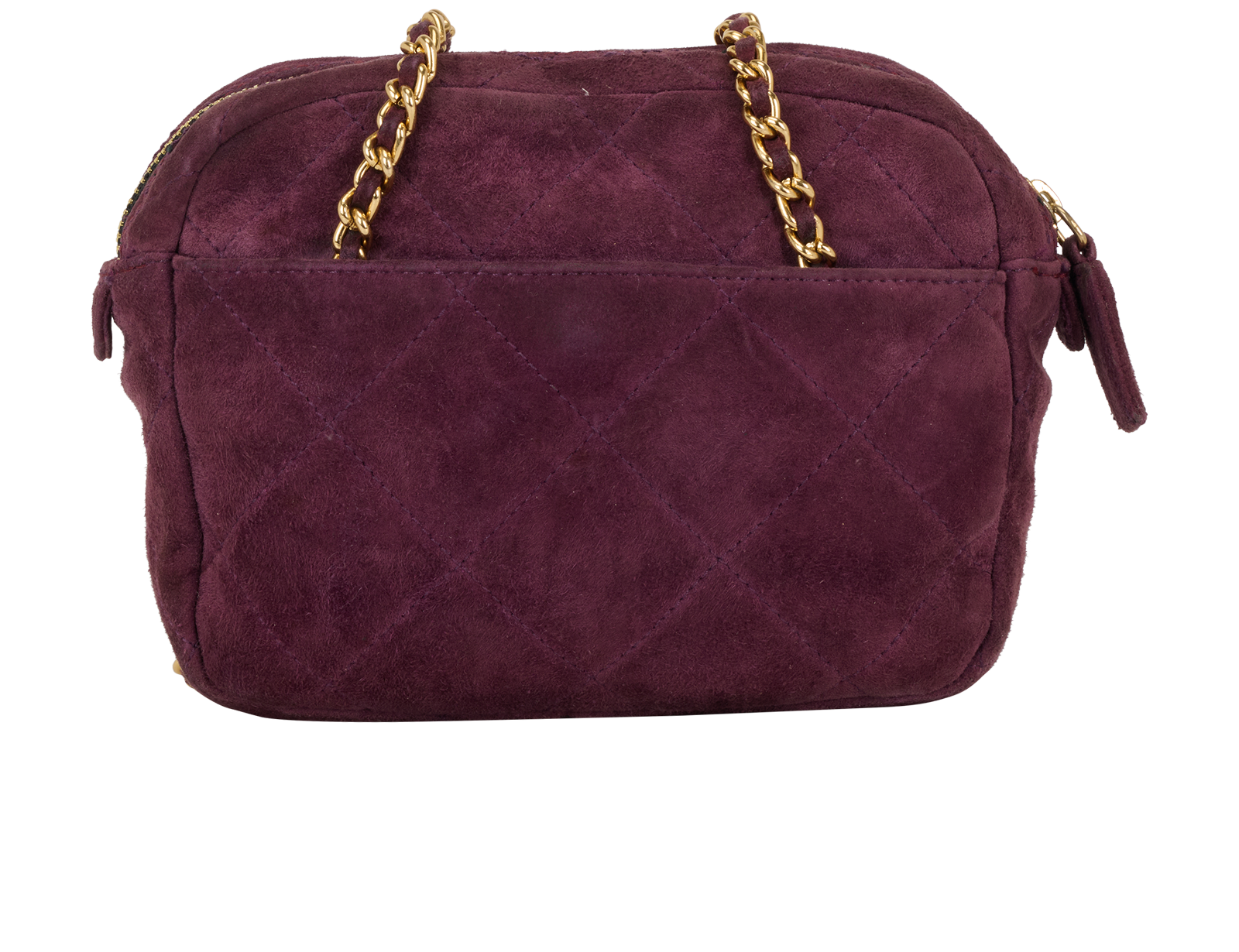 Quilted Shoulder Bag, &pound;630, Handbags, Purple, Suede, Back view